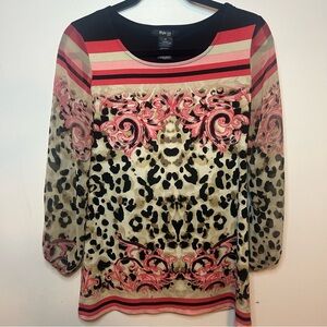 STYLE&co. Petite, size P/P, animal print/ floral dress, long sleeve